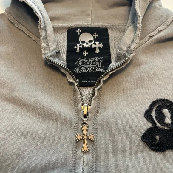 RARE OZZY OSBORNE chrome hearts style skull hoodie (distressed look) - Picture 6 of 11